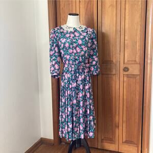 Vintage Lisa Petites Floral Midi Dress, Size S?